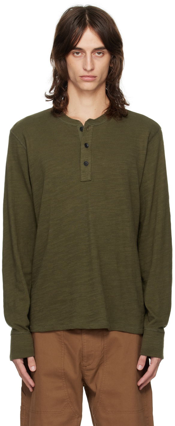 T-shirt rag & bone Rag & Bone Classic Flame Henley Grøn | MBC22FT037TL37