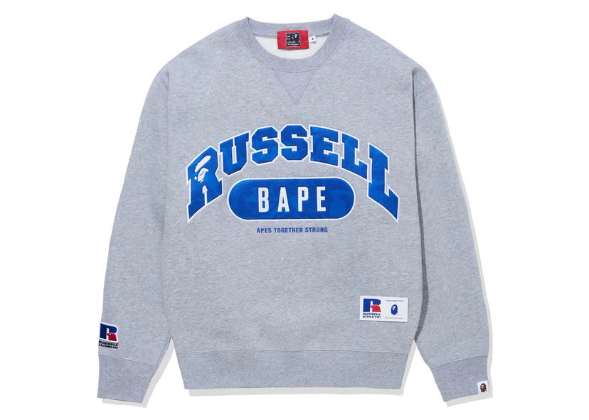 Sweatshirt BAPE BAPE x Russell Crewneck Sweater Gray Grå | 1J73-113-910