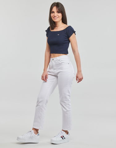 Crop top Tommy Hilfiger CROP RIB OFF SHOULDER TOP Mørkeblå | DW0DW12599C87, 3