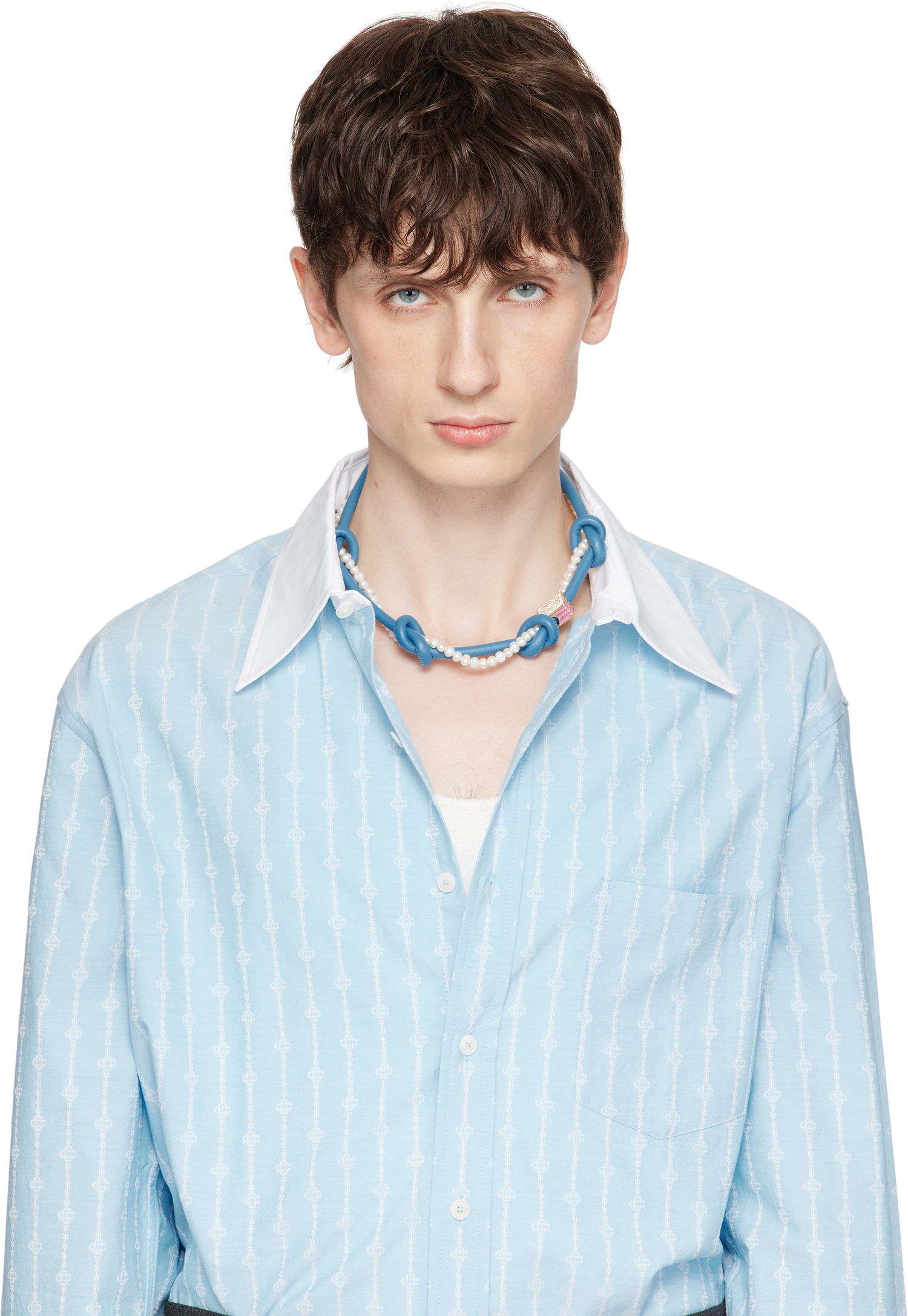 Halskæde Casablanca Casablanca Knotted Pearl Necklace Blå | AS25-JW-264-01, 1