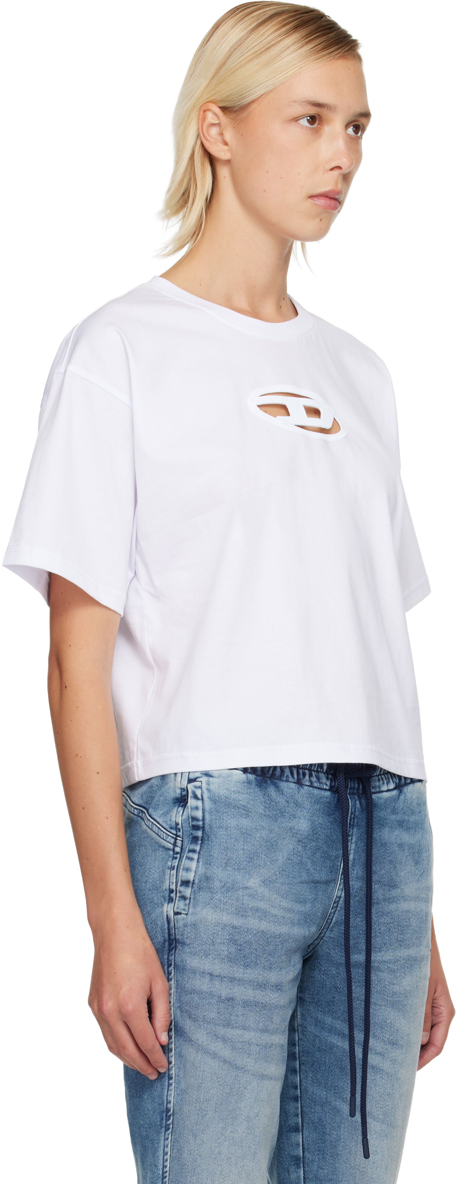 Crop top Diesel Cropped Cut-out Logo T-shirt T-Buxt-Crop-Od Hvid | A15096 0NIAX, 1