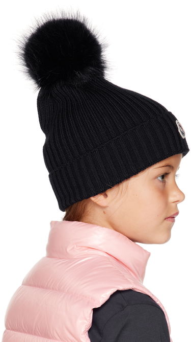 Beanie Moncler Moncler Enfant Kids' Pom Pom Beanie Sort | I29543B0001804S01, 2