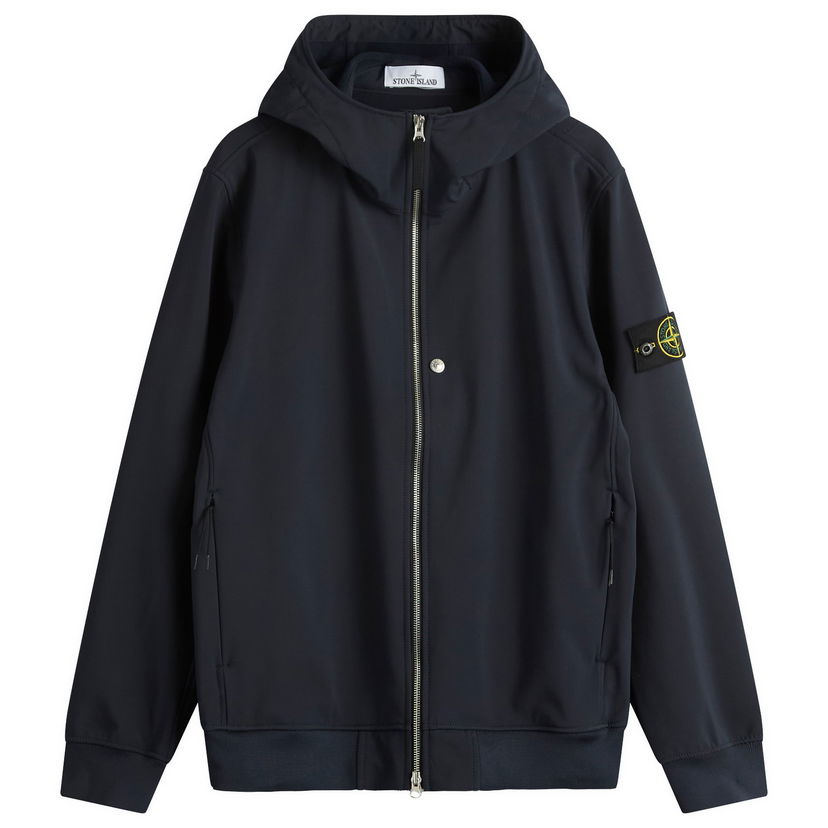 Jakke Stone Island Soft Shell-R Hooded Jacket, Size Large Mørkeblå | K2S15Q100004-V0020
