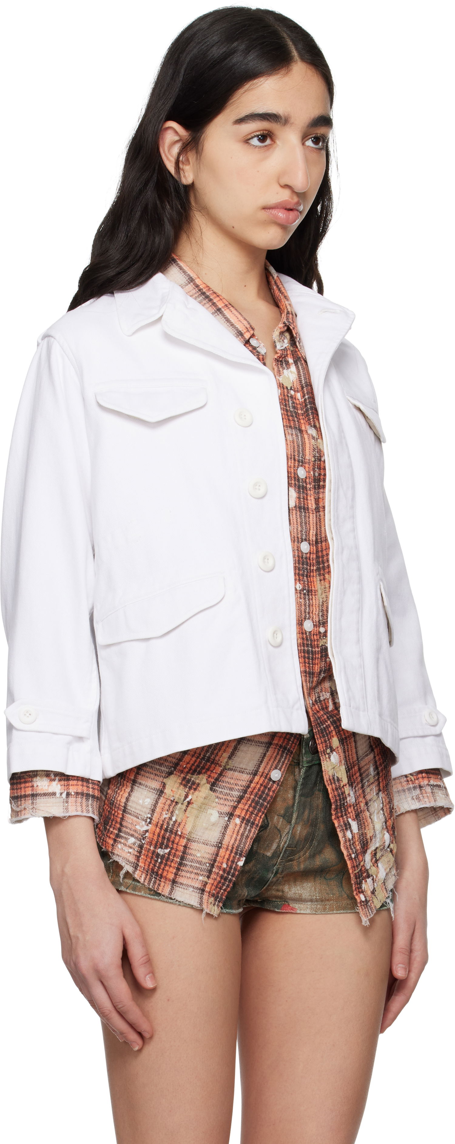 Jakke R13 R13 Boxy Army Denim Jacket Hvid | R13WR396-R522B, 1