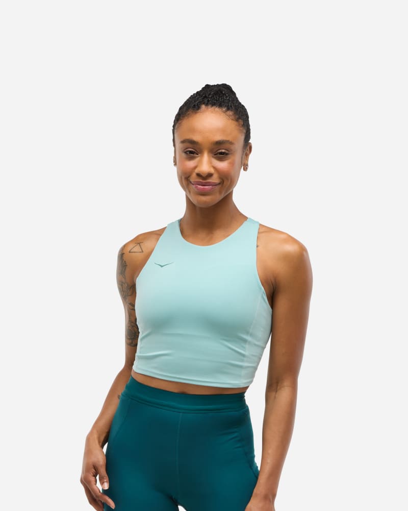 Tanktop Hoka One One Elaro Crop Bra, Size Small Turkis | 1141760-DZY