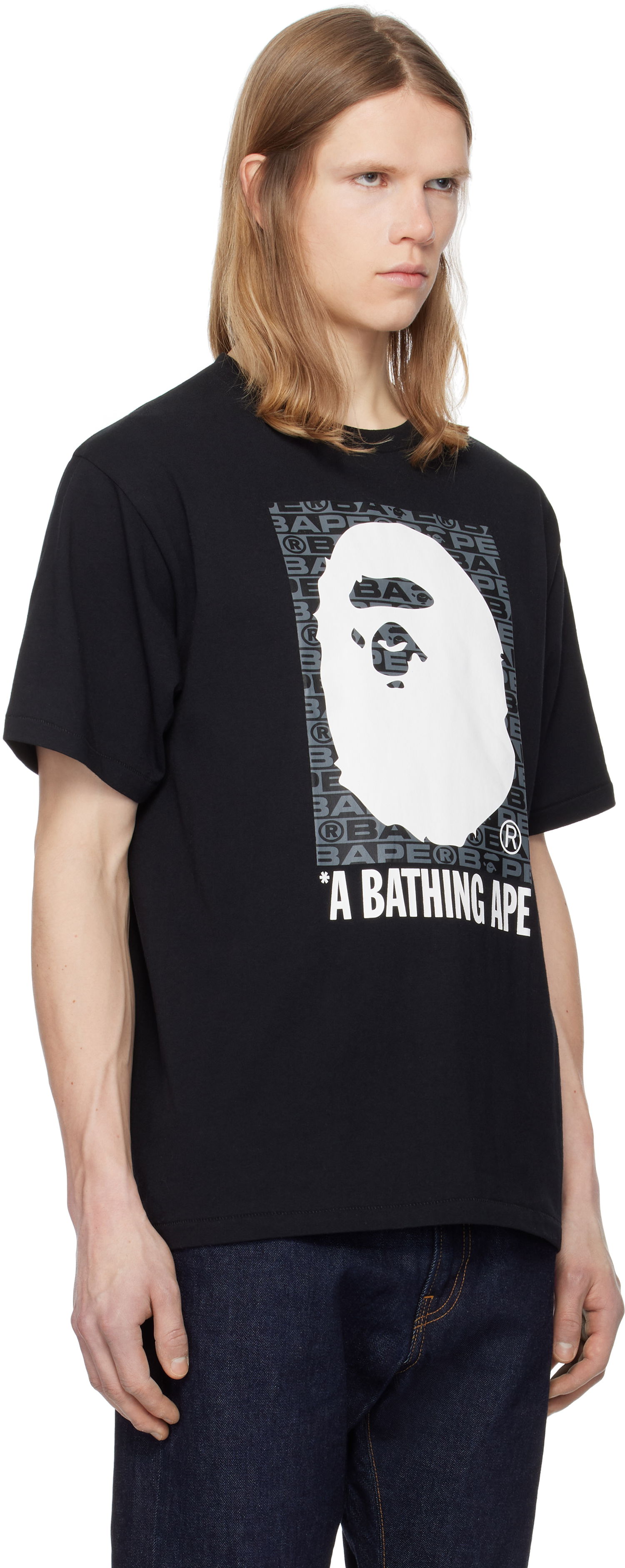 T-shirt BAPE Lux Sports Pattern Box Ape Head T-Shirt Sort | 001TEK801048M, 1