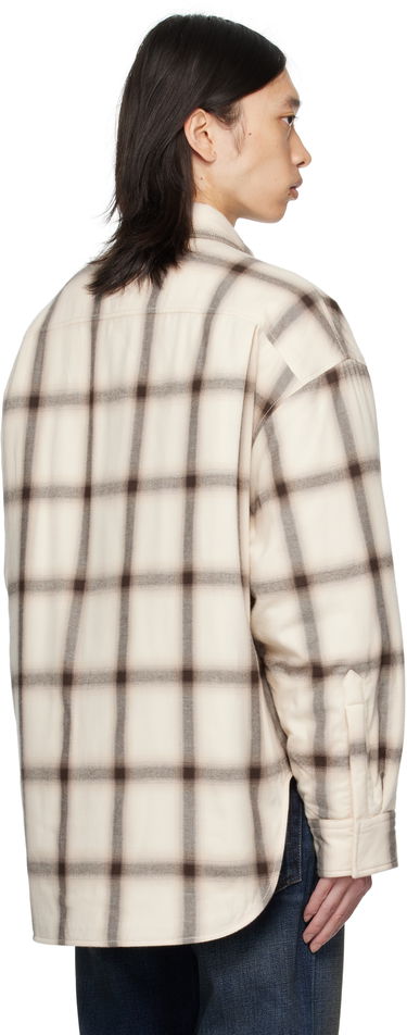 Skjorte Acne Studios Acne Studios Flannel Button-Up Overshirt Beige | B90845-, 2