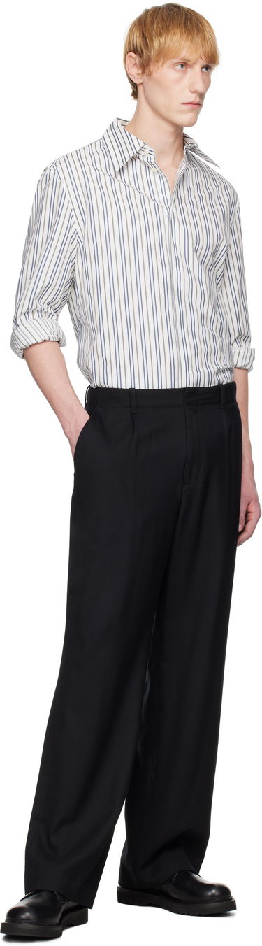Skjorte Marine Serre Serre Regenerated Striped Poplin Button Up Shirt Hvid | MSI037A DWOV0060, 4
