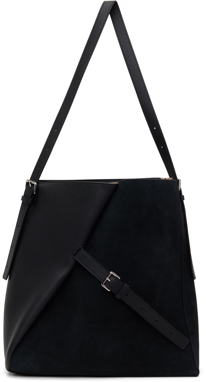Skuldertaske Marni Marni Reverse Leather and Suede Tote Sort | SBMP0190U2 P8199