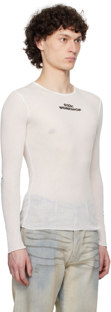 T-shirt 032C 032c 'Black Sun' Fine Rib Longsleeve T-Shirt Hvid | S25-URC-0281-100, 1