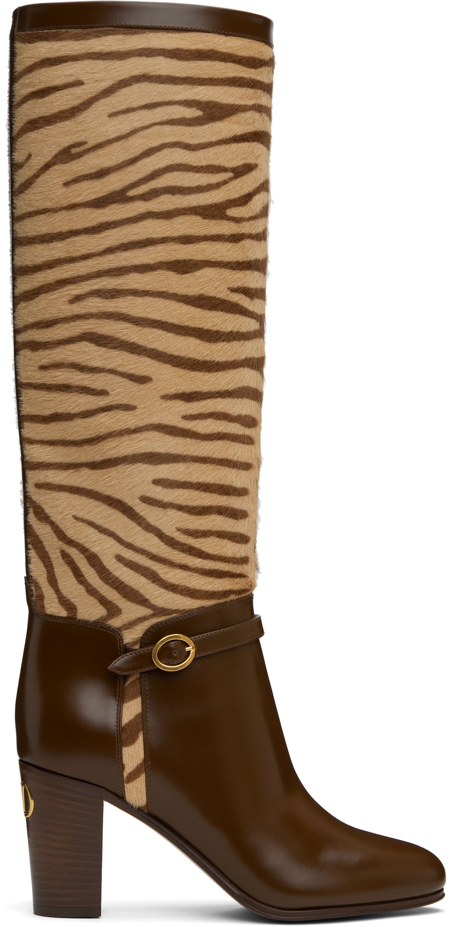 Tøj Valentino Valentino Garavani Pattie Zebra-Print Tall Boots Brun | 6W2S0LD6SHF, 0