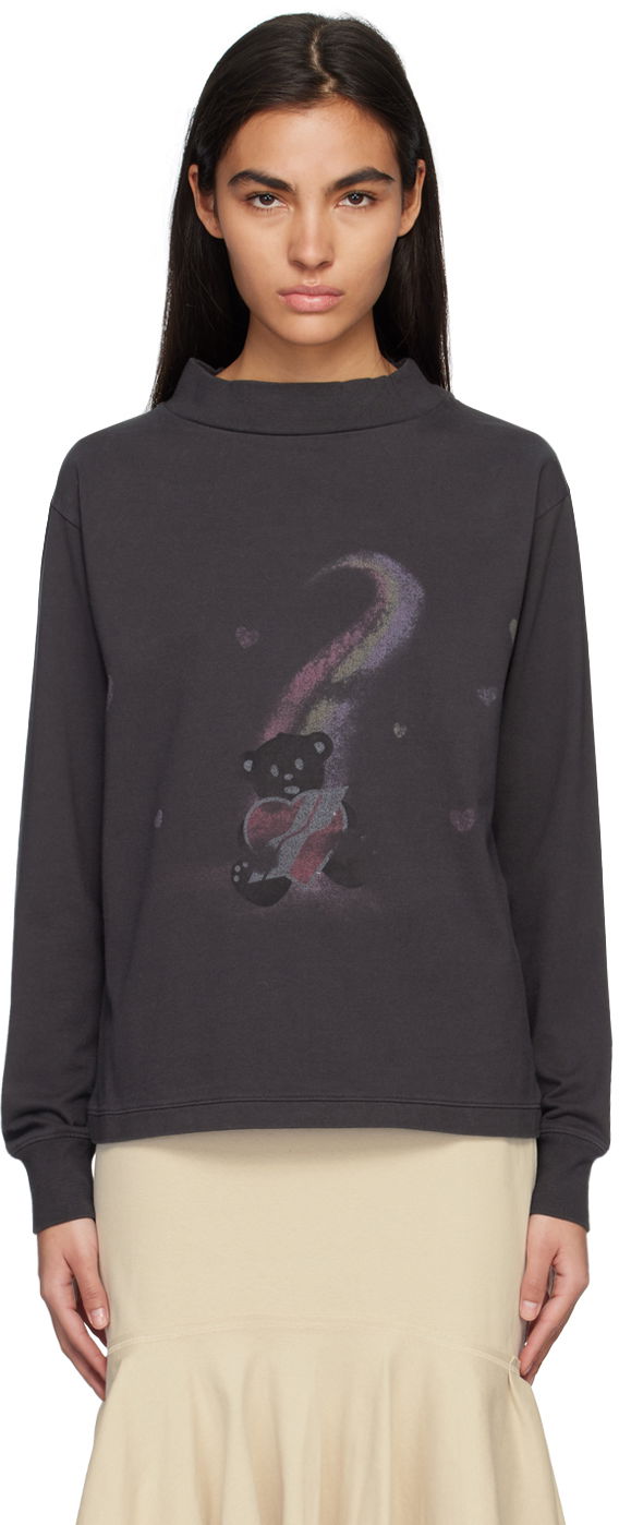 T-shirt We11done Long Sleeve Teddy Bear Graphic T-Shirt Grå | WD-TT1-23-793-U-CH