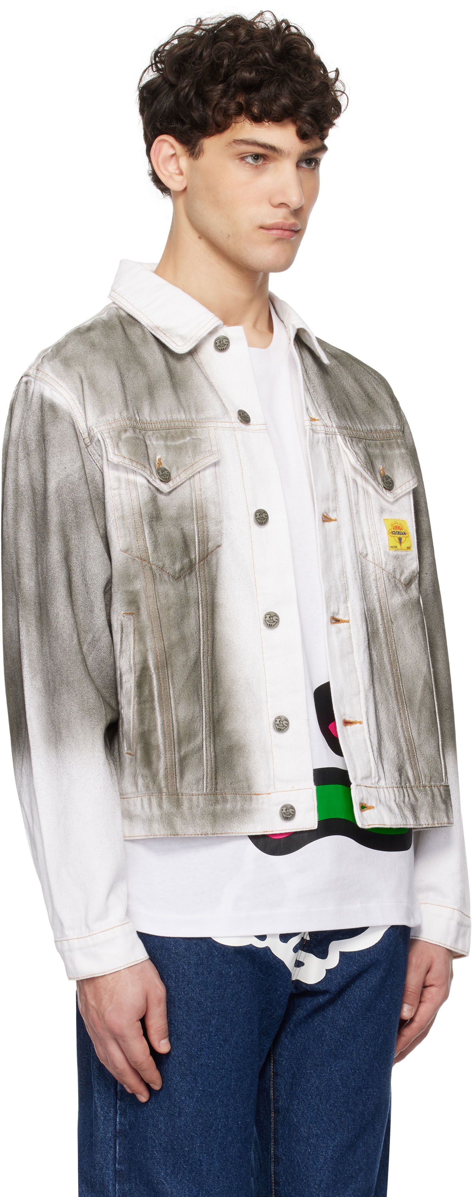 Jakke BBC IceCream ICECREAM Oil Stained Denim Trucker Jacket Grå | ICW008, 1