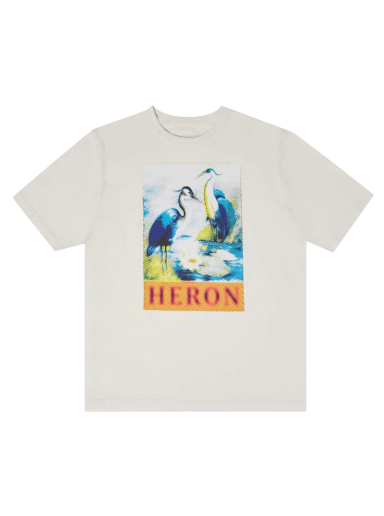 T-shirt HERON PRESTON Halftone Heron Short-Sleeve Tee Hvid | HMAA032F22JER0140146