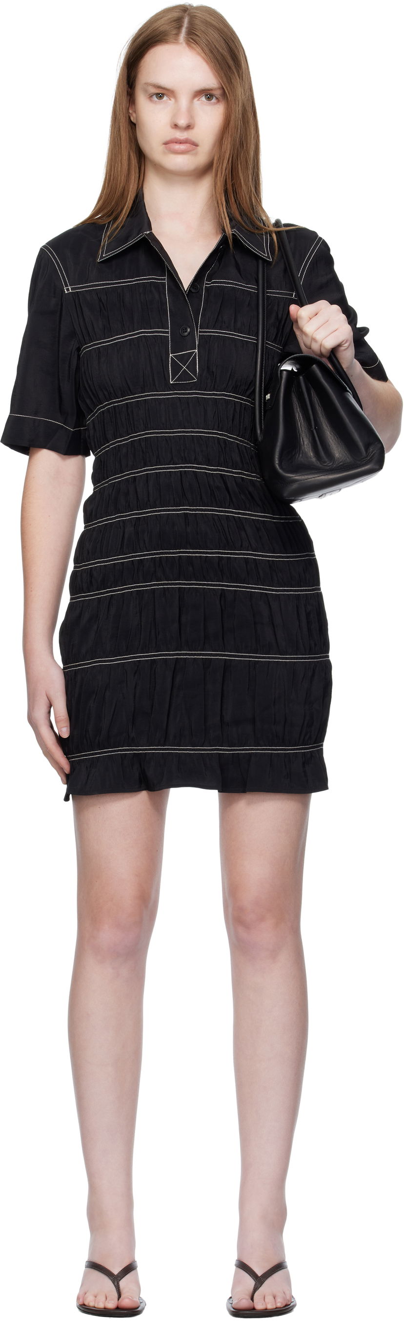 Kjole Nanushka Nanushka Nomia Shirred Minidress Sort | NW25PFDR09999