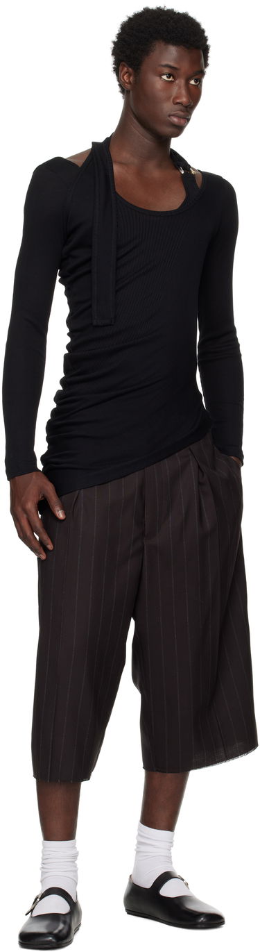 T-shirt Jean Paul Gaultier Jean Paul Gaultier Ribbed Twisted Double Layer Piercing T-Shirt Sort | 25/03-W-TO287-J000-00, 3