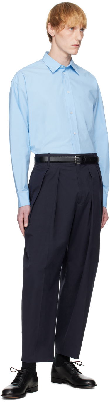Bukser The Row The Row Dyon Pleated Trousers Mørkeblå | 937-W3897, 4