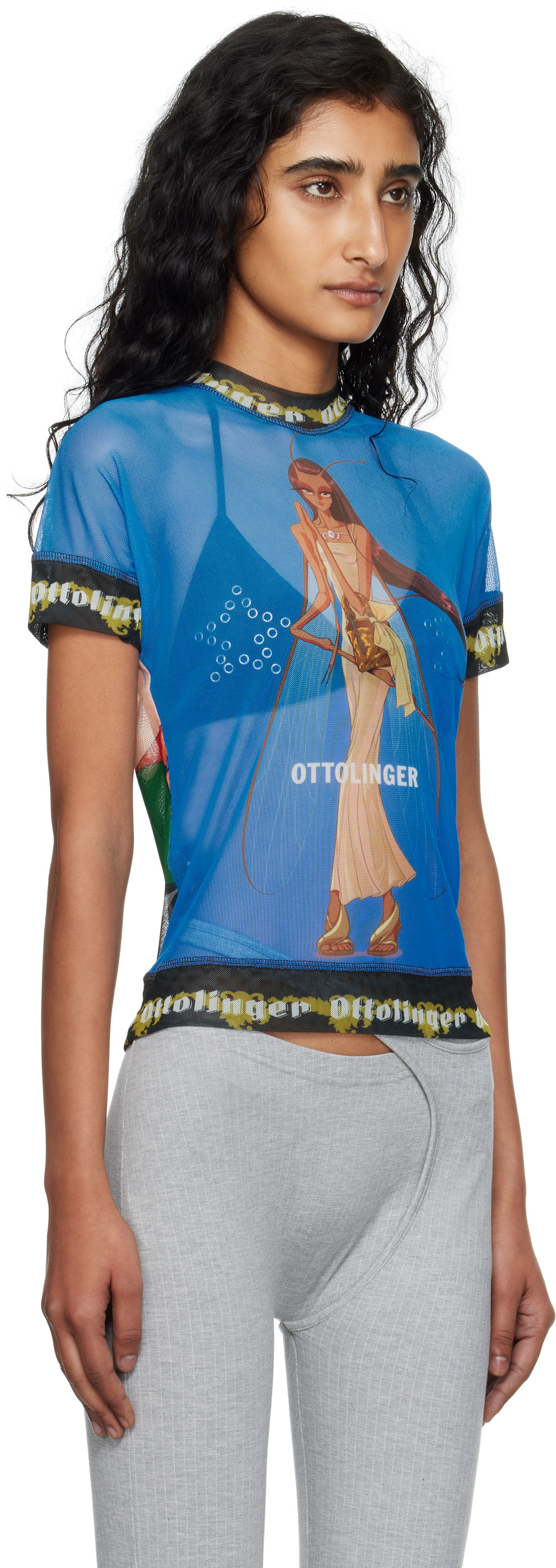 T-shirt Ottolinger Ottolinger Oversized Mesh Graphic T-Shirt Blå | 101-100501-02, 1