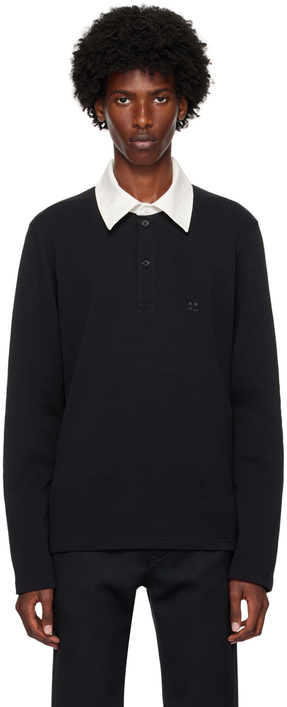 Polo skjorte Courrèges Contrasting Long Sleeve Polo Sort | 324JPO033JS0141, 0