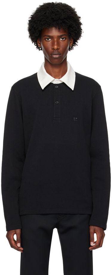Polo skjorte Courrèges Contrasting Long Sleeve Polo Sort | 324JPO033JS0141, 0