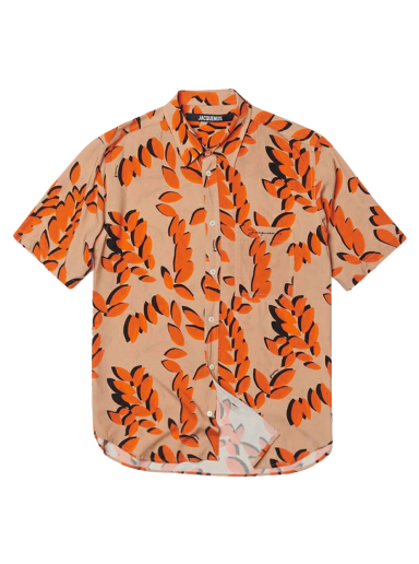 Skjorte Jacquemus La Chemise Melo Leaves Print Rød | 225SH006-1002-7AN