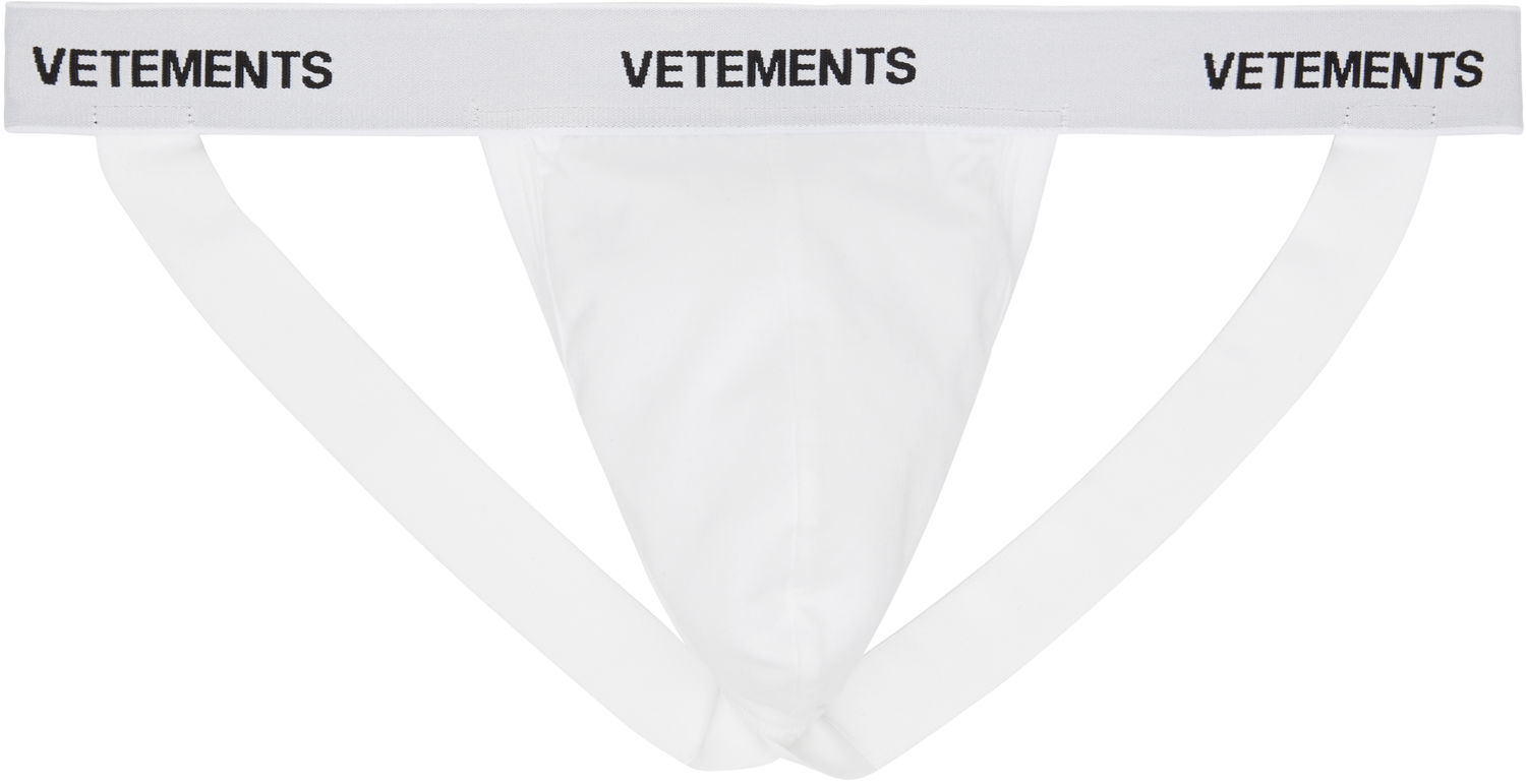 Trusser VETEMENTS Vetements Logo-Woven Jock Strap Hvid | MA66UN110W, 0