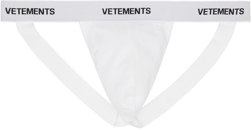 Trusser VETEMENTS Vetements Logo-Woven Jock Strap Hvid | MA66UN110W