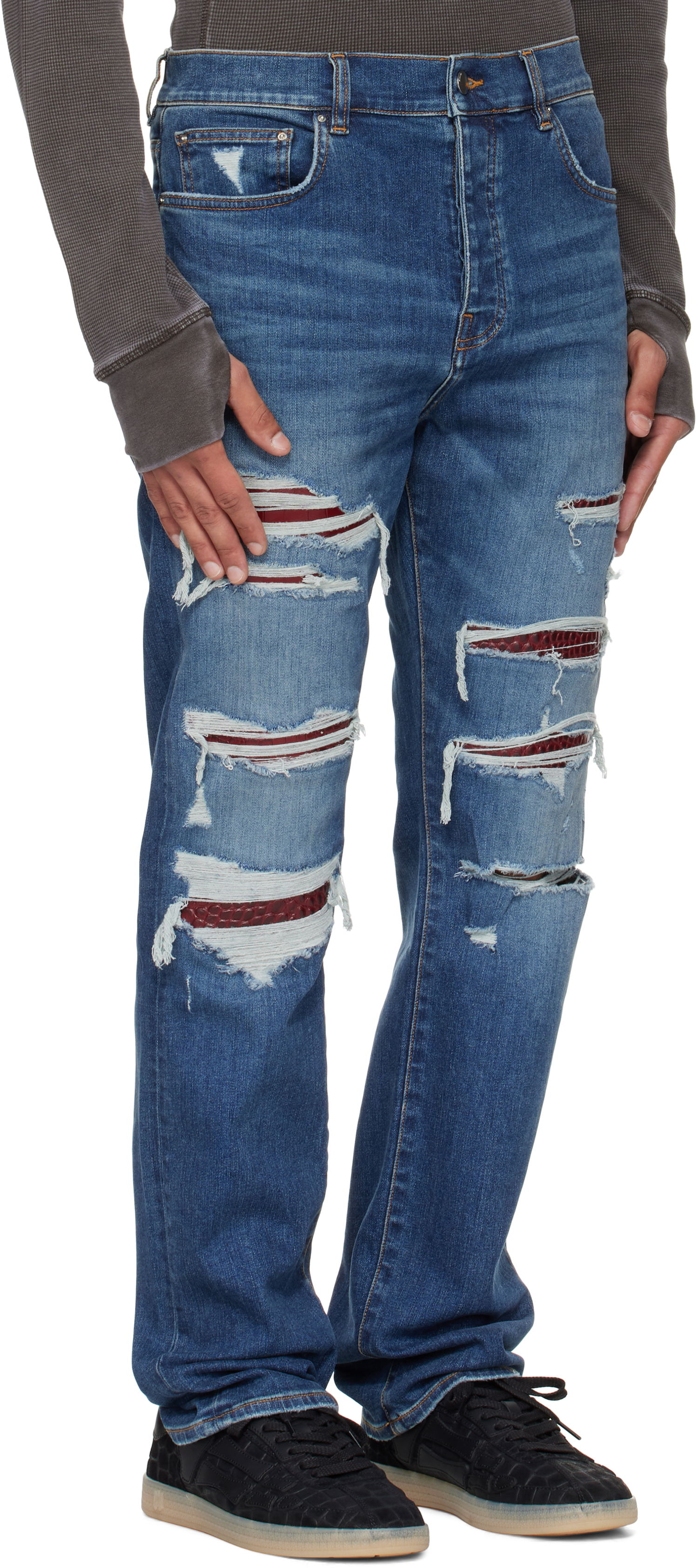 Jeans AMIRI AMIRI Croc Slim Thrasher Jeans Blå | AMDNSM1023, 1