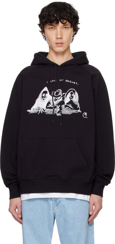 Sweatshirt Carhartt WIP Black Pepe Friends Graphic Print Hoodie Sort | I033934, 0