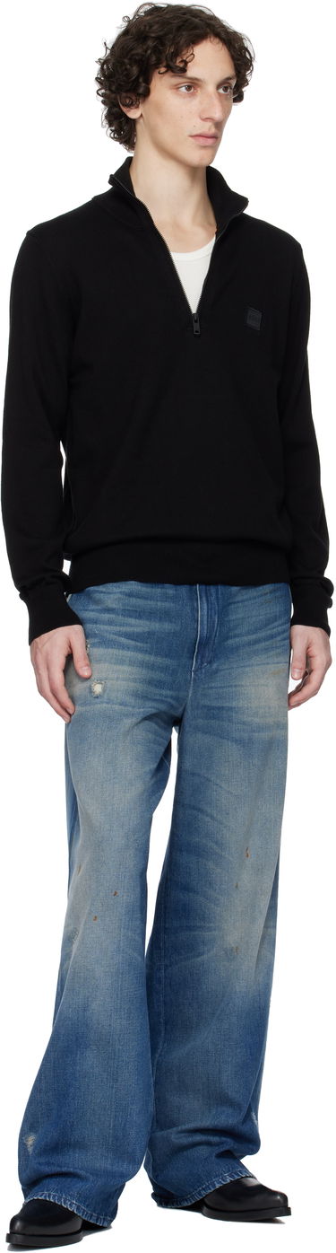 Sweater BOSS Zip-Neck Cotton-Cashmere Sweater Sort | 50527585, 4
