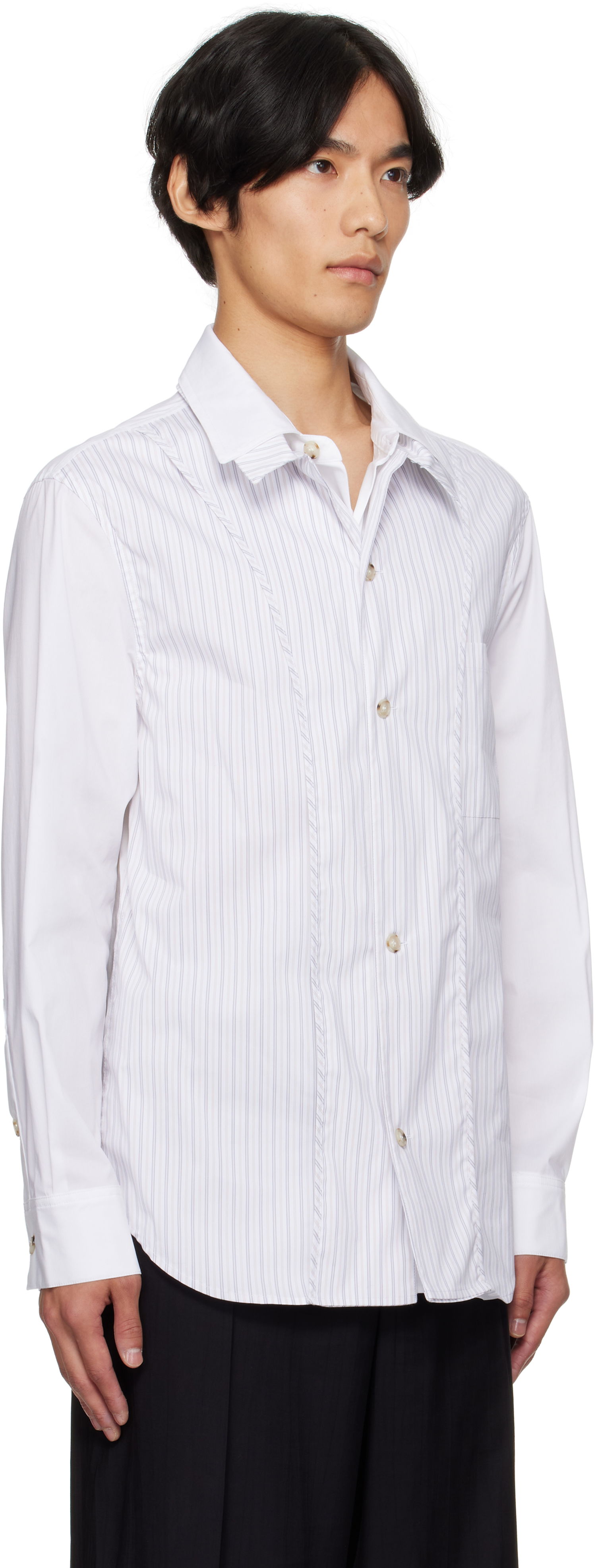 Skjorte Andersson Bell Andersson Bell Open Collar Layered Shirt Hvid | atb1341m, 1