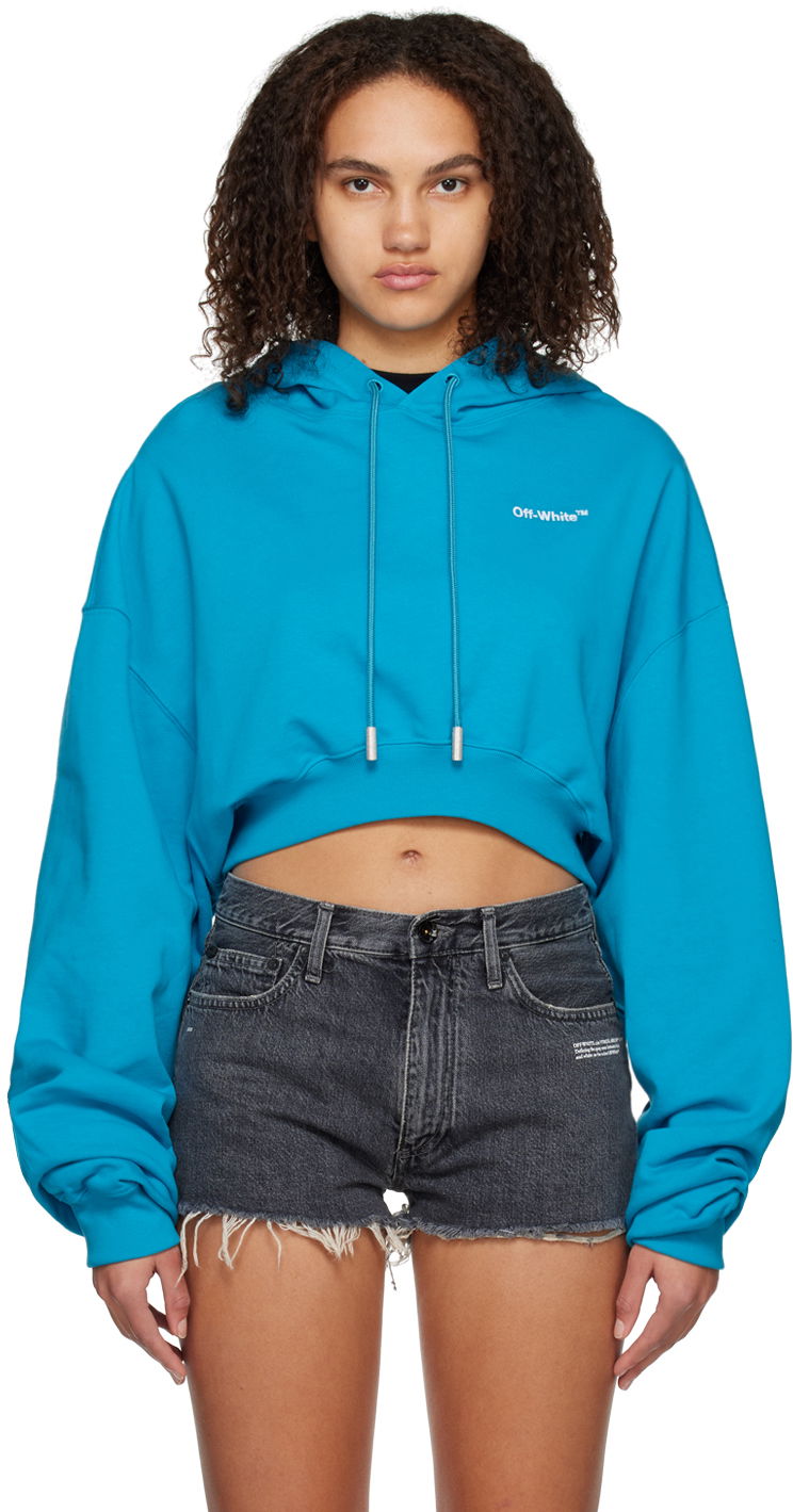 Sweatshirt Off-White Blue For All Helv Hoodie Blå | OWBB050S23JER0014901