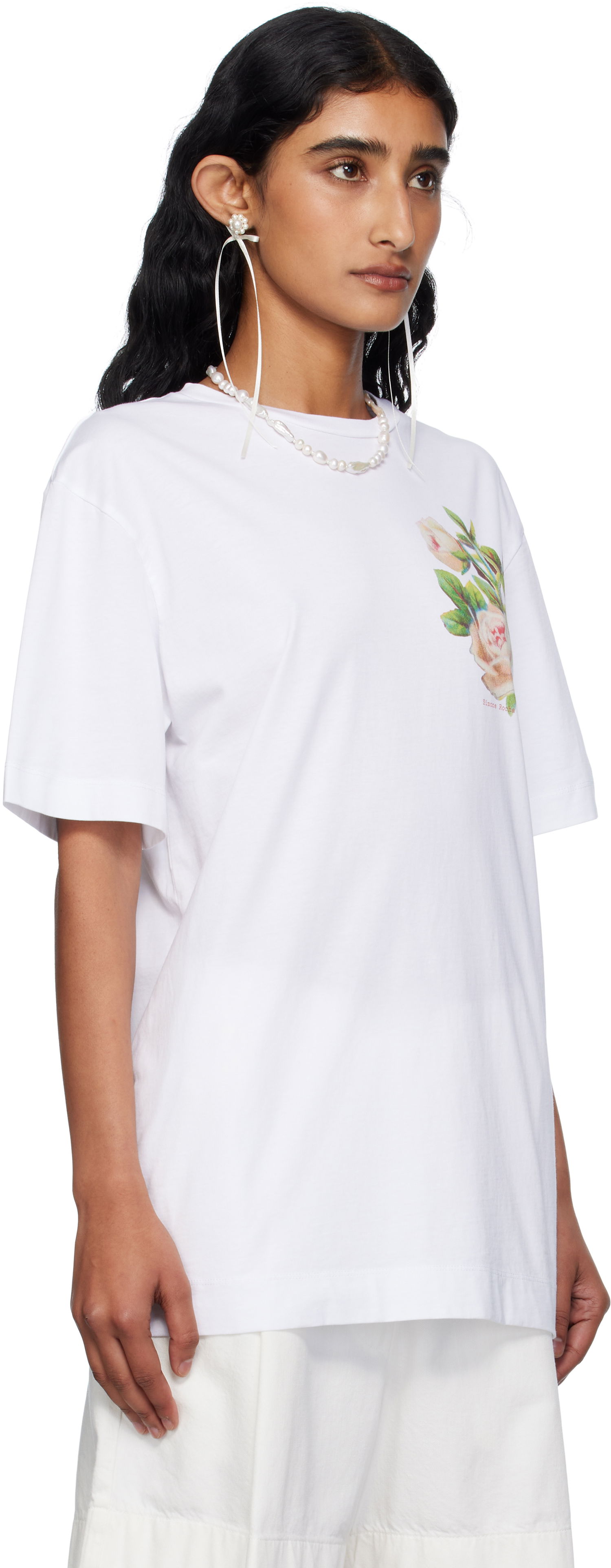 T-shirt Simone Rocha Simone Rocha Rose Bouquet Graphic T-Shirt Hvid | 5195P53-W 0569, 1