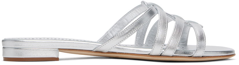 Skopleje Manolo Blahnik Manolo Blahnik Riran Strappy Leather Sandals Metalisk | 124-2479