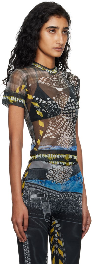 T-shirt Ottolinger Ottolinger Mesh Print T-Shirt Sort | 101-100401-04, 1