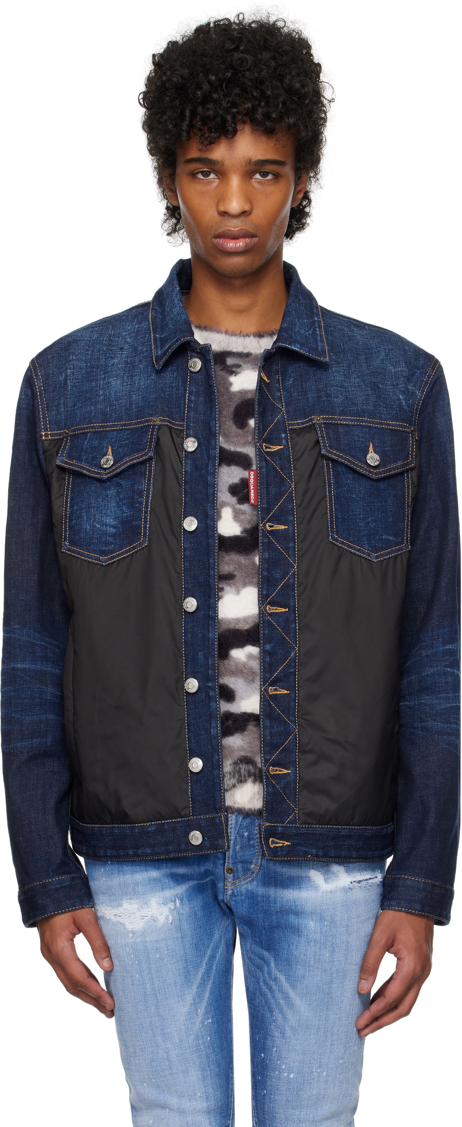 Jakke DSQUARED2 Dsquared2 Denim Puffer Jacket Blå | S74AM1576_S30664, 0