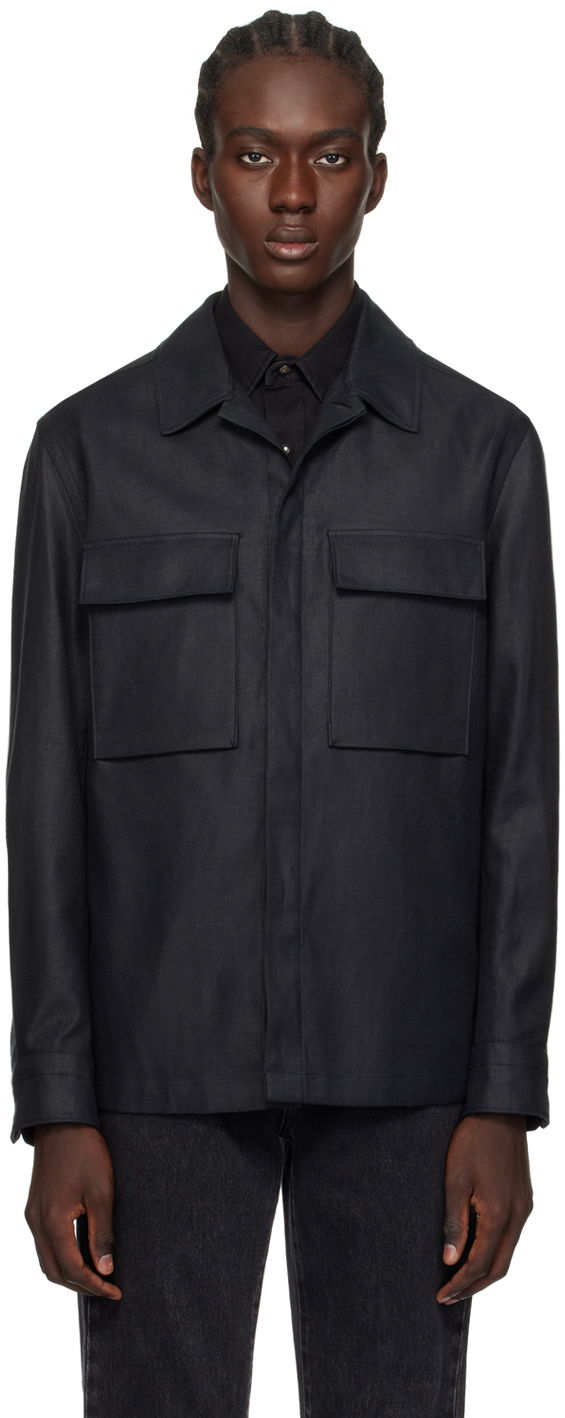 Skjorte ZEGNA Long Sleeve Shirt Sort | UDV60A7-SOT10