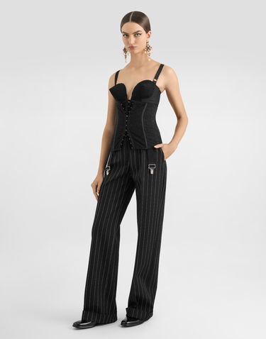 Krop Dolce & Gabbana Dolce & Gabbana Lace Bodysuit with Deep Neckline and Conical Cups Sort | F7AR0TGDC1ON0000, 1