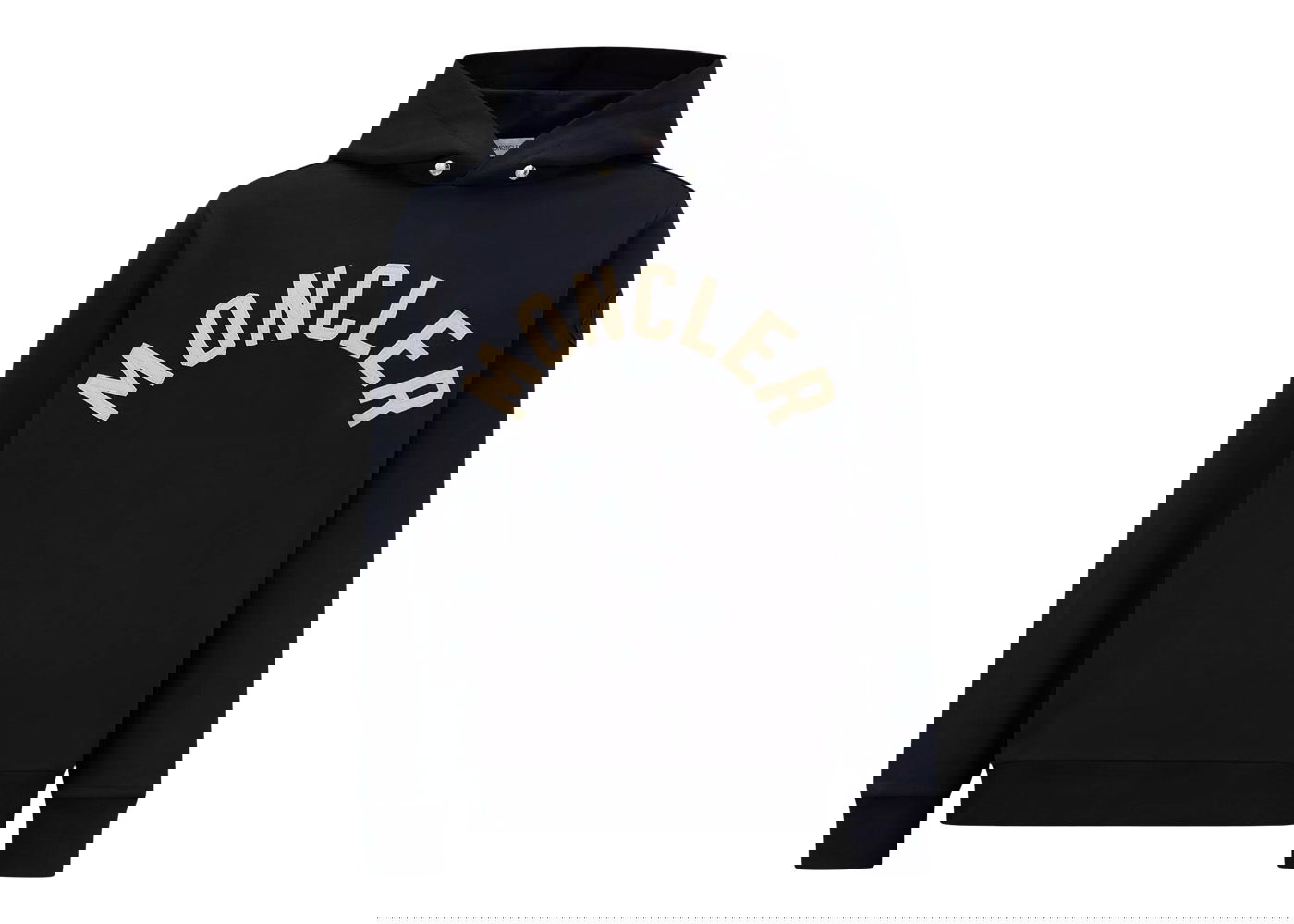 Sweatshirt Moncler Curved Logo Plush Cotton Hoodie Mørkeblå | H20918G00050809KR778, 0