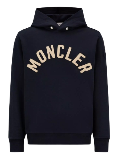 Sweatshirt Moncler Curved Logo Plush Cotton Hoodie Mørkeblå | H20918G00050809KR778