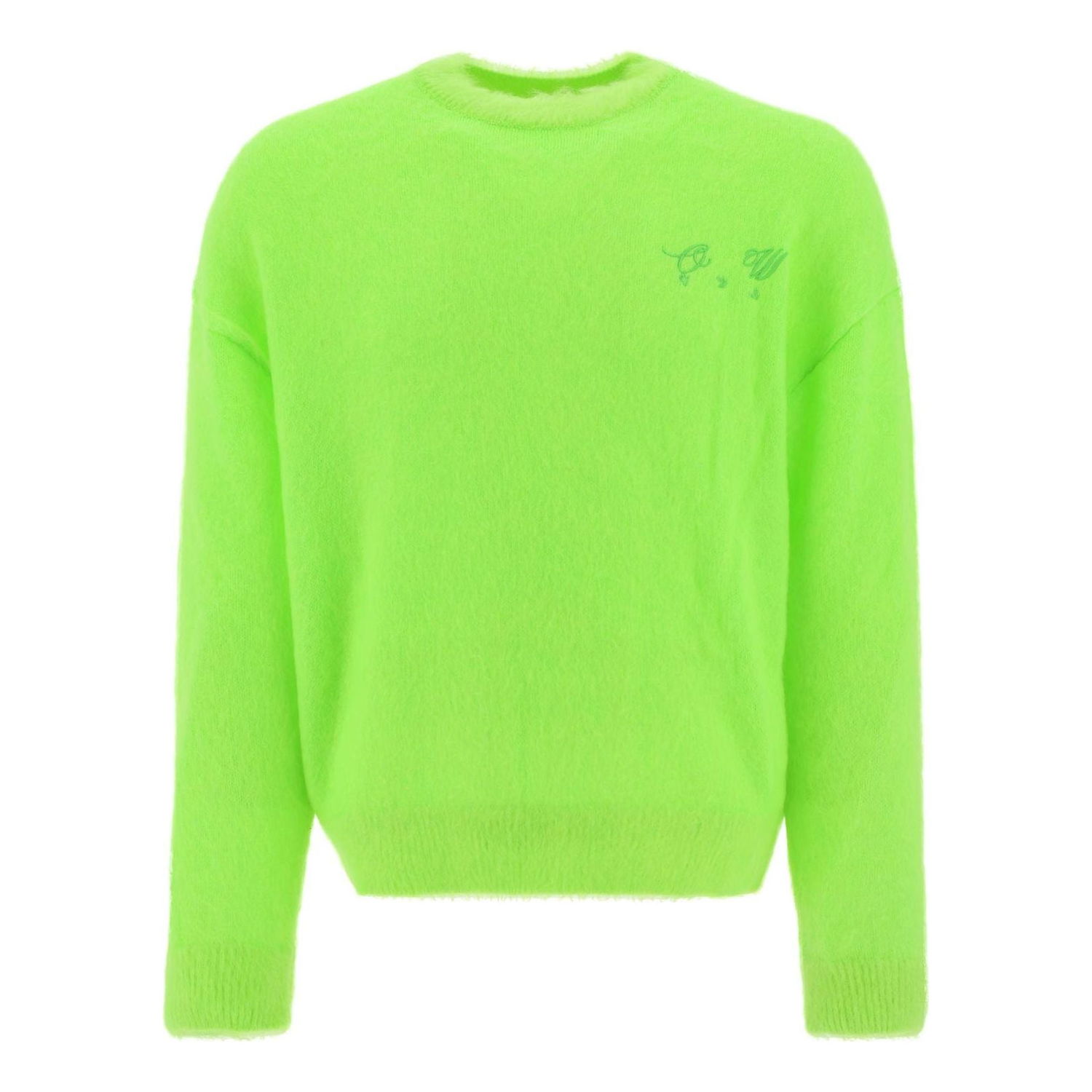 Sweater Off-White Off-White Embroidered Logo Jumper Grøn | OMHE137F22KNI0017070, 0