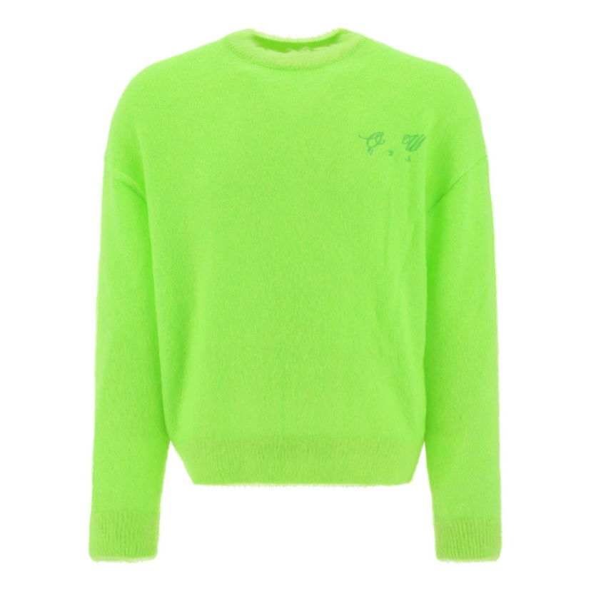 Sweater Off-White Off-White Embroidered Logo Jumper Grøn | OMHE137F22KNI0017070