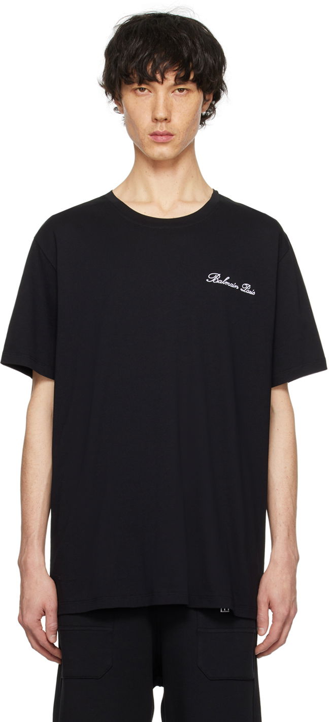 T-shirt Balmain Signature T-Shirt Sort | CH1EG010BC68