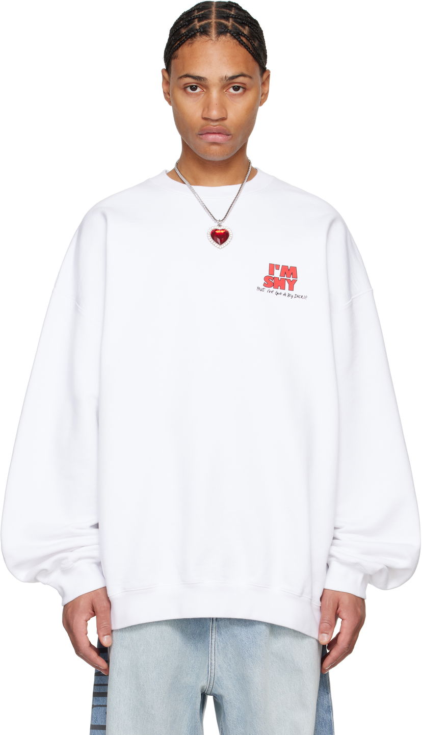 Sweatshirt VETEMENTS 'I'm Shy' Oversized Sweatshirt Hvid | UA66CW620W