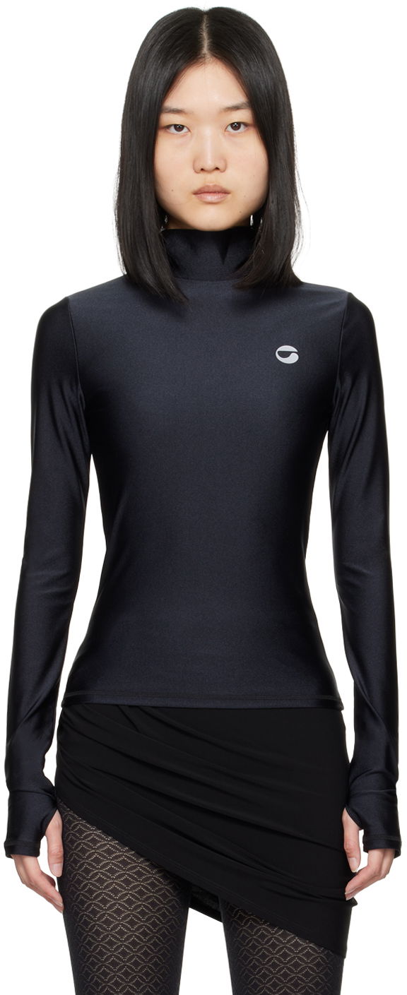 T-shirt Coperni Tight High Neck Long Sleeve T-Shirt Sort | COPJS20545