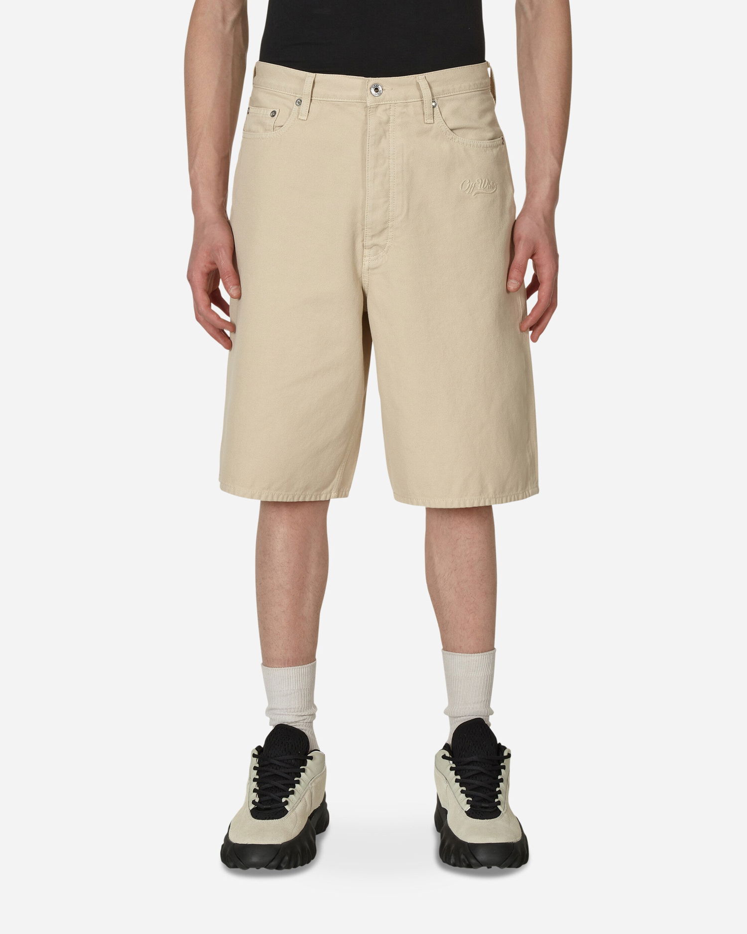 Shorts Off-White Wave Off Canvas Utility Shorts Beige Beige | OMCB084S23FAB001 6161, 0