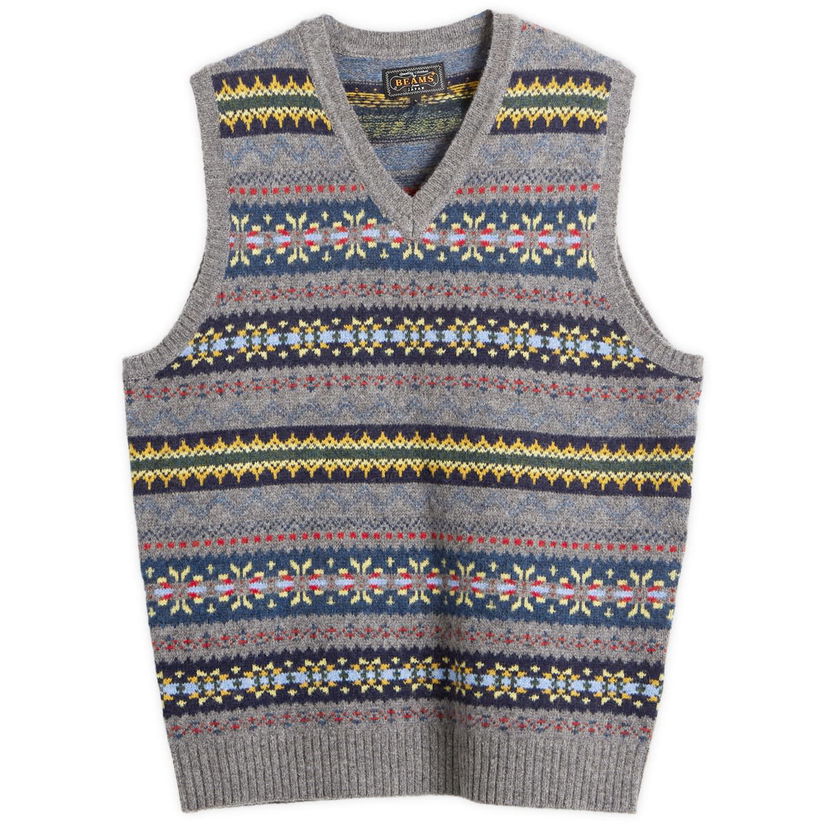 Vest BEAMS Fair Isle Knit Vest Flerfarvet | 3805-0055-103-15