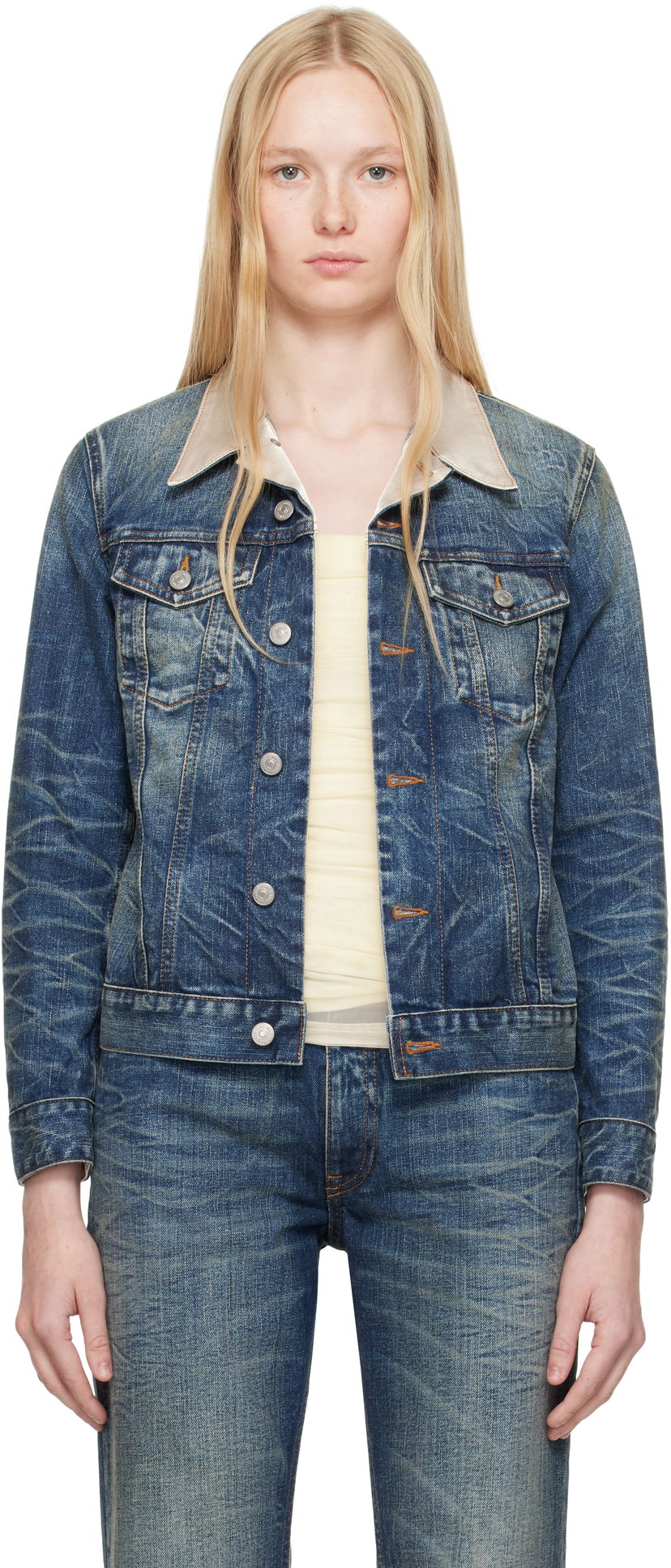 Jakke Maison Margiela MM6 Maison Margiela Sports Denim Jacket Blå | S62AN0141 M30016