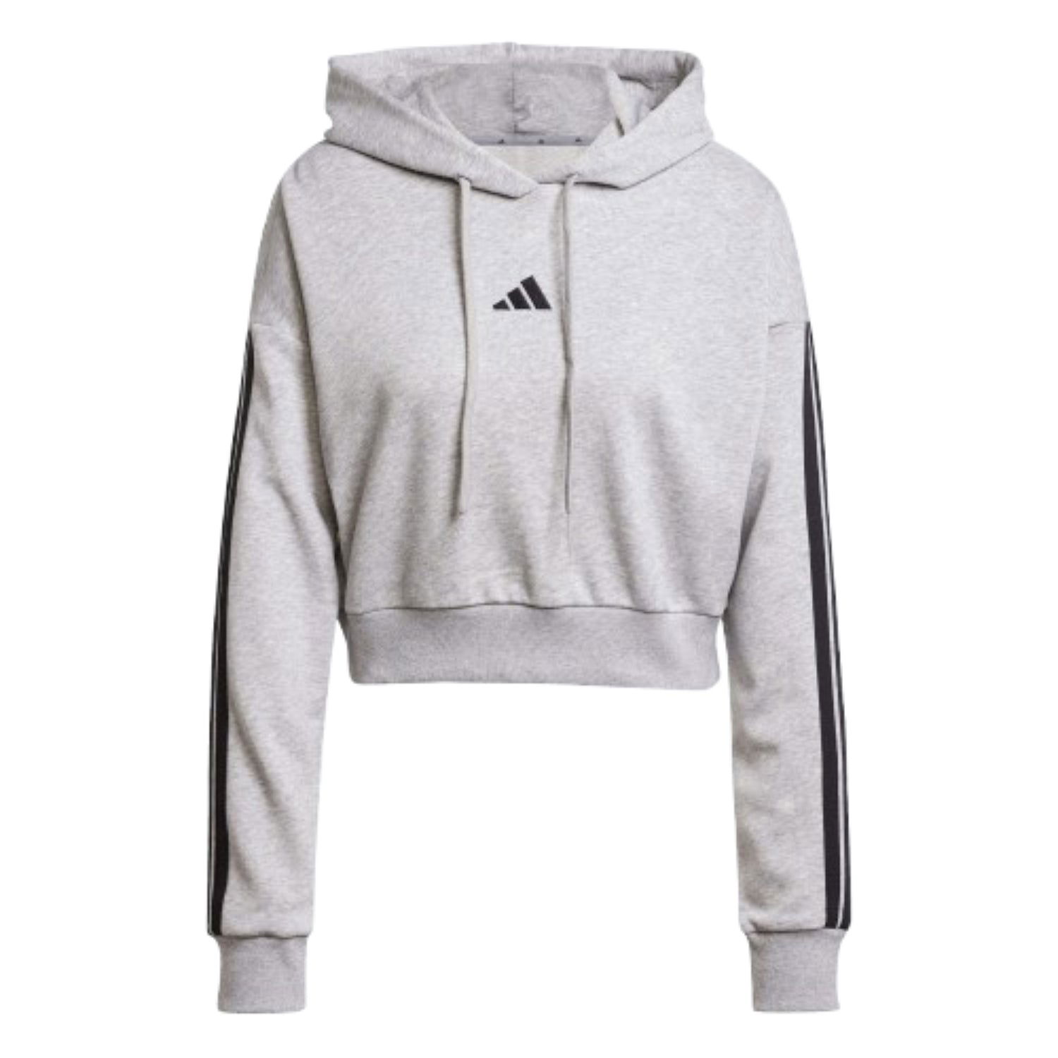 Sweatshirt adidas Originals Essentials 3-Stripes French Terry Crop Hoodie Grå | JE0019, 0