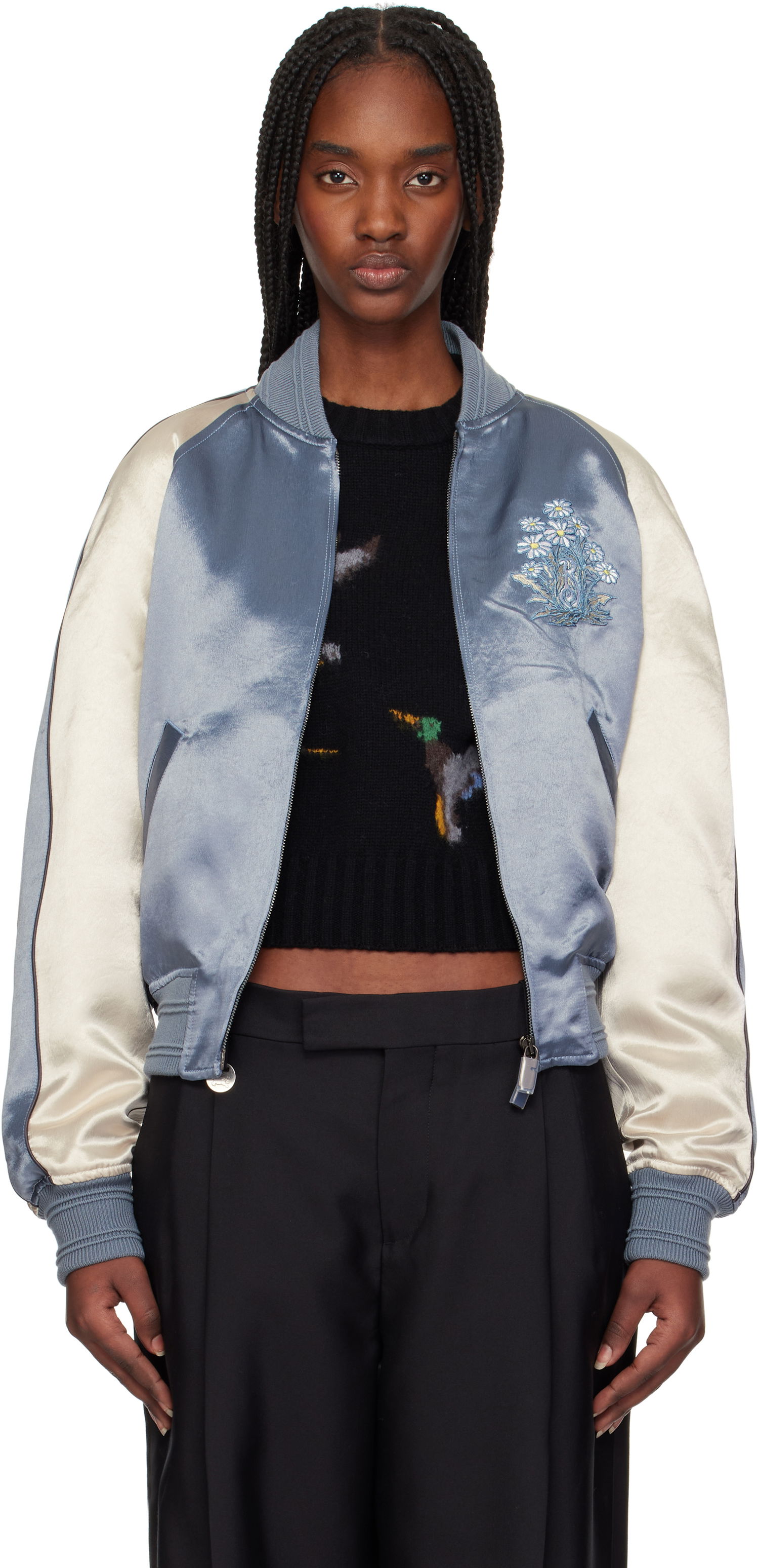 Bomberjakke Burberry Burberry EKD Satin Bomber Jacket Blå | 8101089, 0